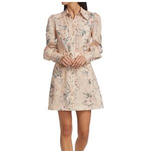 Zimmermann Floral Long Sleeve Dress - Cream and Pink